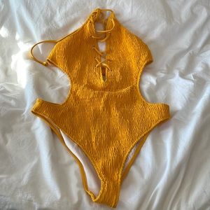 VS Lace Up Halter Bathing Suit w/ Cutouts